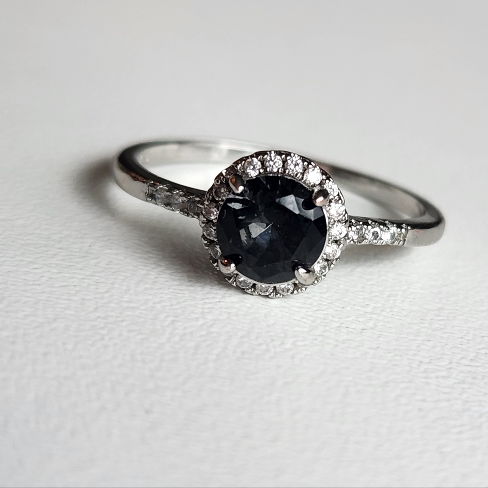 Size 9 silver ring with lab gemstones
